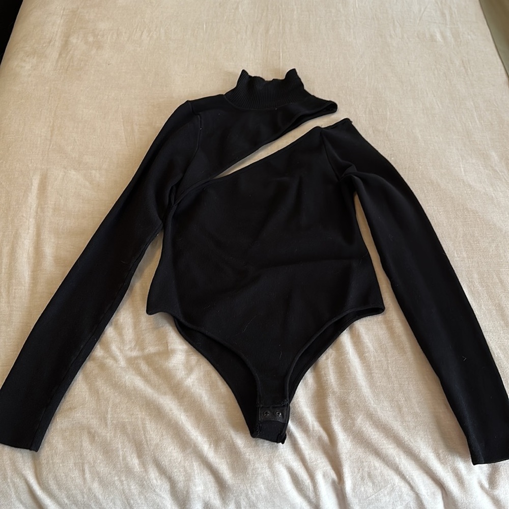 Black Turtleneck Cut Out Bodysuit